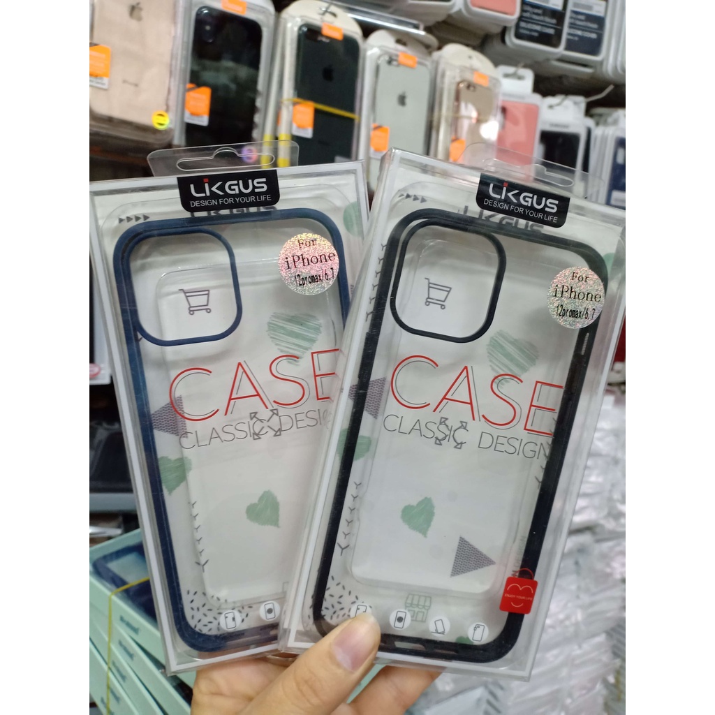 Ốp Lưng LiKgus trong viền màu mỏng iPhone XS max/11 Pro max/12/12 Pro/12 Pro max/ Iphone 13