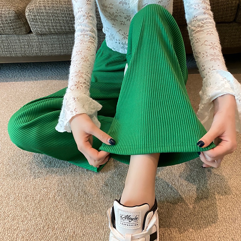 Quần Dài Ống Rộng Lưng Cao Màu Xanh Dương Thời Trang Trẻ Trung Cho Nữ