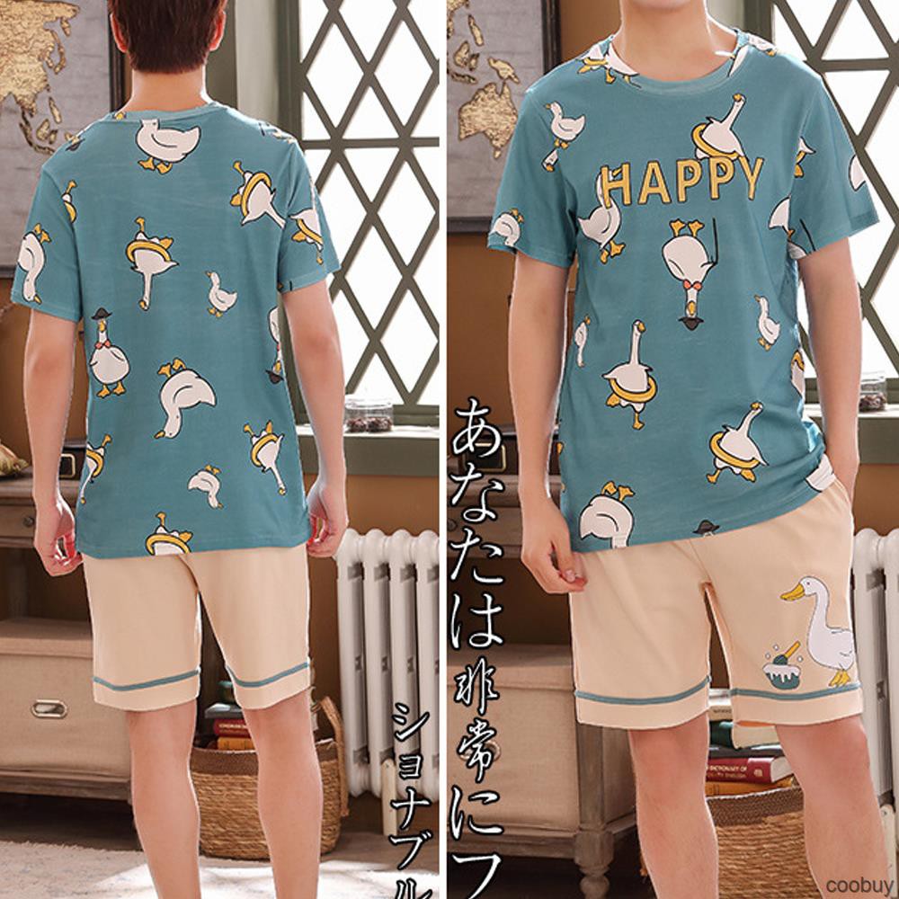 Bộ Đồ Ngủ Pijama Nam Áo Thun Và Quần Ngắn Họa Tiết Thời Trang Thời Trang Cho