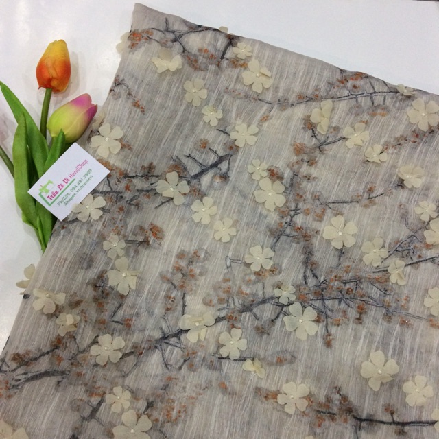 V189🌈 VẢI ORGANZA 3D CAO CẤP HOẠ TIẾT NHẬT BẢN MAY ĐỒ CHO DOLL, OBITSU, DIY, HANDMADE, QUILTING, SCRUNCHIES, DECOR..