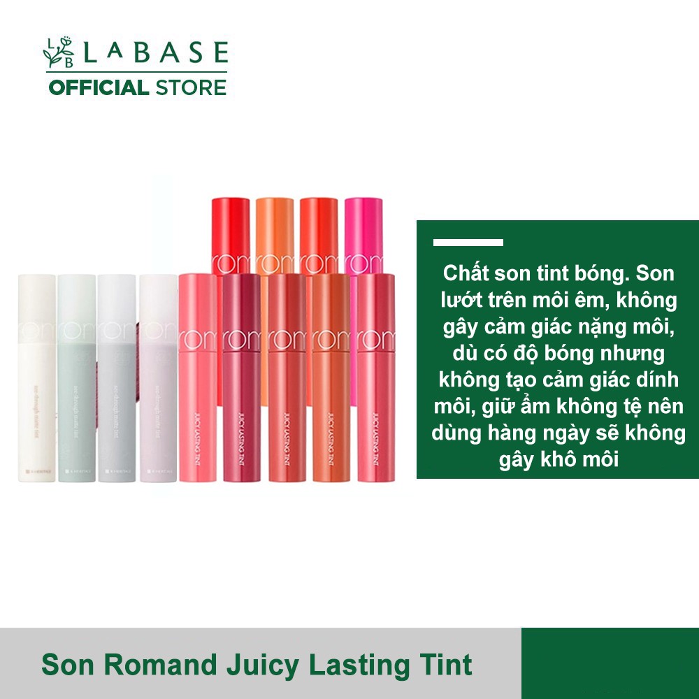 Son Bóng, Son Kem Lì Romand Juicy Lasting Tint/Zero Velvet Tint 5.5g