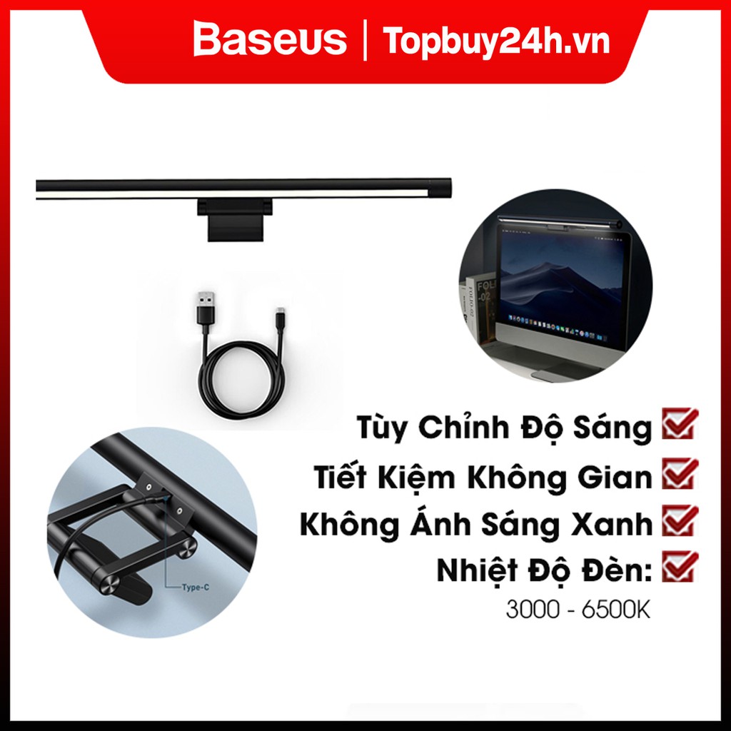 Đèn Led Treo Màn Hình Máy Tính Baseus Chống Ánh Sáng Xanh Bảo Vệ Mắt Điều Chỉnh Được Độ Sáng( Phiên bản Pro )