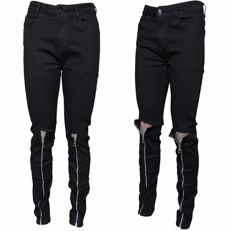 Quần bò jeans phối hai zip