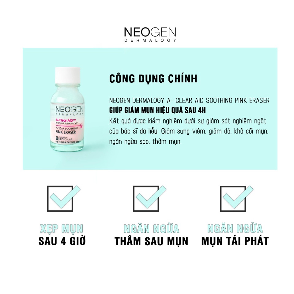 Chấm Mụn Neogen A-clear Soothing Pink Eraser 15ml Xẹp Mụn Giảm Sưng Đỏ Không Gây Kích Ứng 15ml | BigBuy360 - bigbuy360.vn