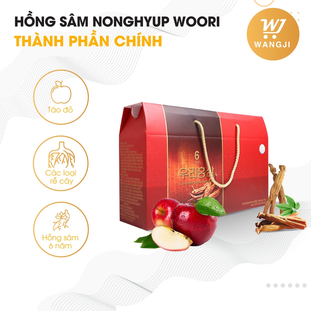 Nước hồng sâm Hàn Quốc 6 năm Nonghyup Woori Korean Red Ginseng hộp 30 gói  - Wangji