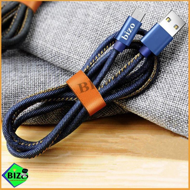 [BH 12 THÁNG] Dây sạc nhanh iphone, samsung, USB type C bọc vải denim siêu bền Bizo Z12, 5V - 2,4A, Công nghệ bizo