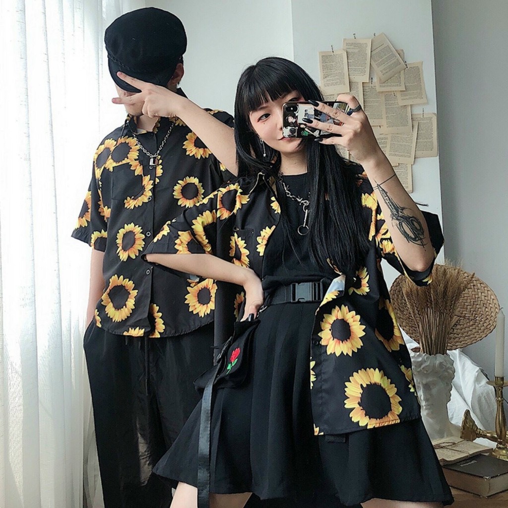 Áo sơmi Nam Nữ dáng rộng tay lỡ hoạ tiết 3D chất voan lụa thoáng mát phù hợp đi chơi phong cách Hàn quốc
