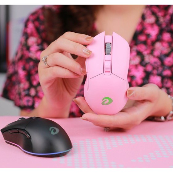 [Mã 267ELSALE hoàn 7% đơn 300K] Chuột không dây Dareu EM901 RGB Black /Pink Gaming,Pin sạc