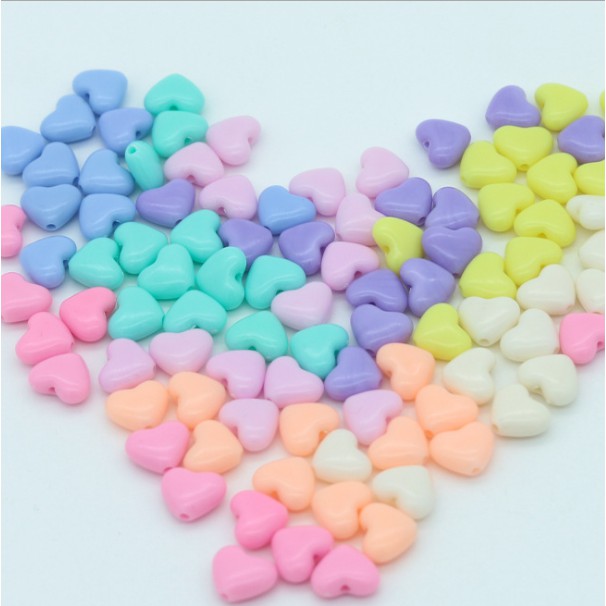 100 Hạt Cườm Acrylic 9Mm Hình Trái Tim Nhỏ Làm Trang Sức Thủ Công