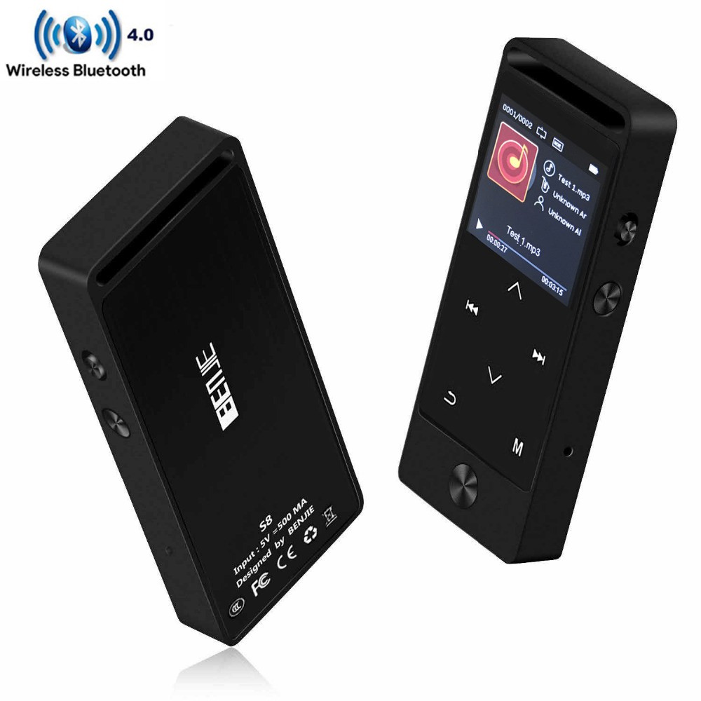 Máy nghe nhạc MP3 benjie S8 Bluetooth 4.0 màn hình 1.4inch cảm ứng hỗ trợ thẻ nhớ TF