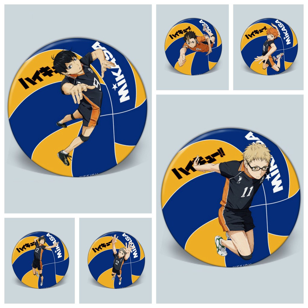 Huy hiệu cài áo IN HÌNH Haikyuu!! Vua bóng chuyền ver volleyball anime chibi dễ thương xinh xắn