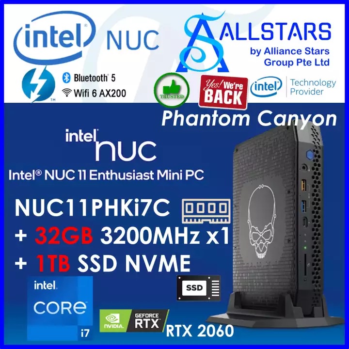 Intel Phantom Canyon NUC11PH / NUC11PHK (NUC11PHKi7C + 32GB DDR4 3200MHz + 1TB NVME SSD + ACTIVATED MS Windows 11 Home | BigBuy360 - bigbuy360.vn