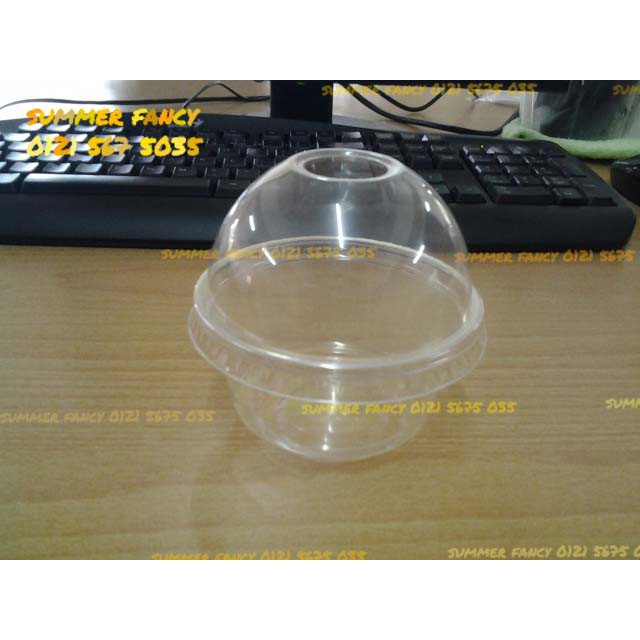 100 ly nắp cầu 200ml ~ 8oz đựng kem, chè cà phê, trà sữa mang về - Plastic cup take away 220ml