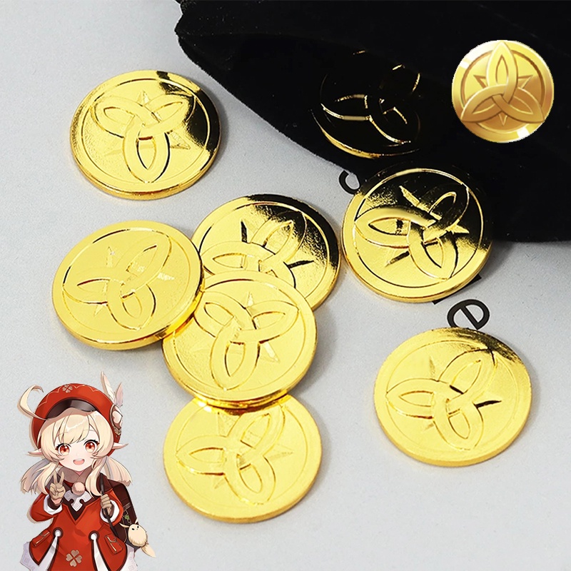 Set 1/ 5 đồng xu kim loại khắc hình trò chơi Genshin