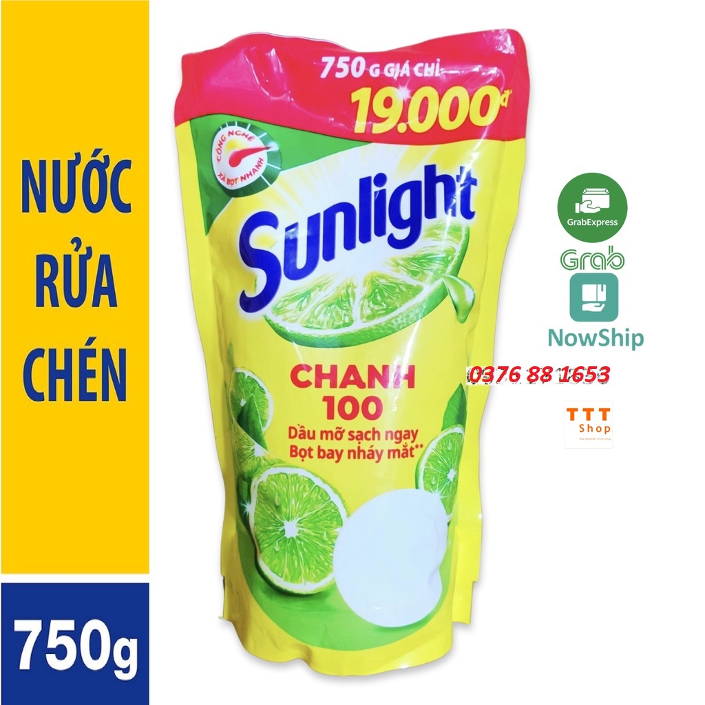 [Hoả Tốc] SUNLIGHT Nước Rửa Chén Chanh Túi 750g 750 g