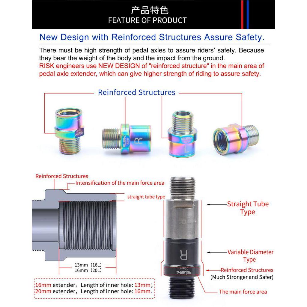 1 Cặp Đai Ốc Nối Dài Bàn Đạp Xe Đạp Bằng Hợp Kim Titan