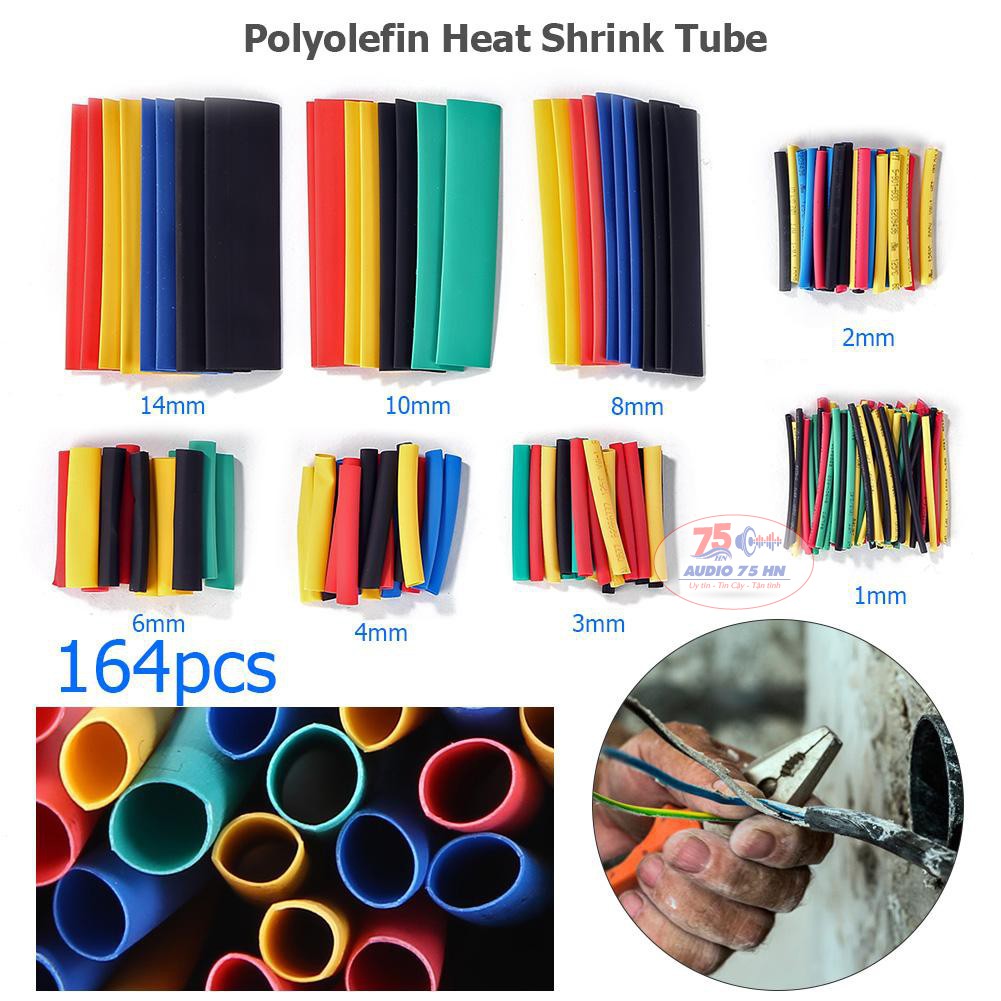 Set 164 ống bọc co nhiệt dành cho mối đấu nối dây điện bằng Polyolefin chống cháy