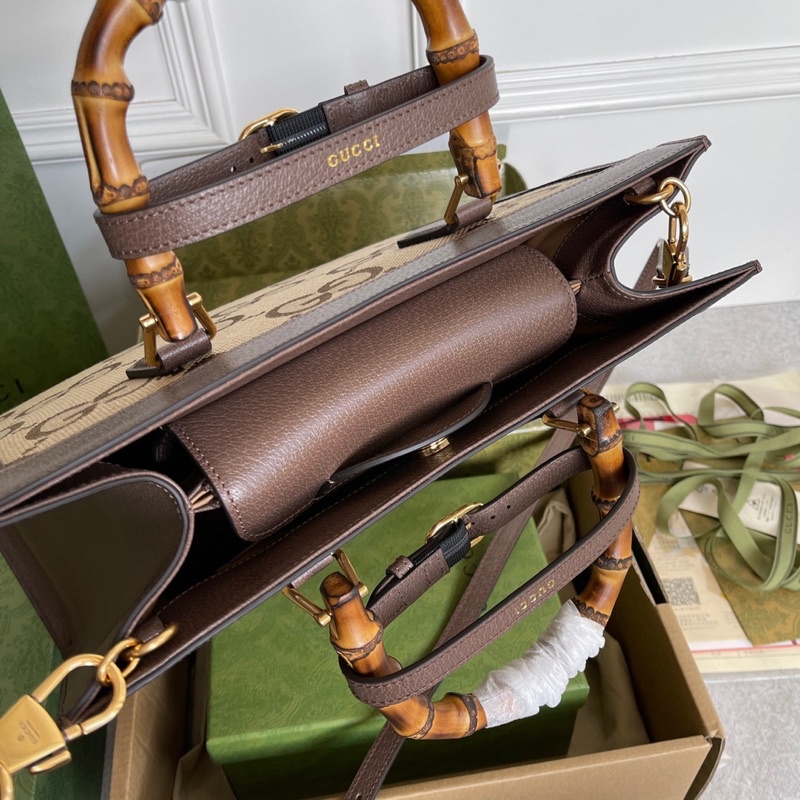 Túi xách nữ da thật cao cấp Gucci GC Tote quai gỗ size 35 hàng vip 1-1