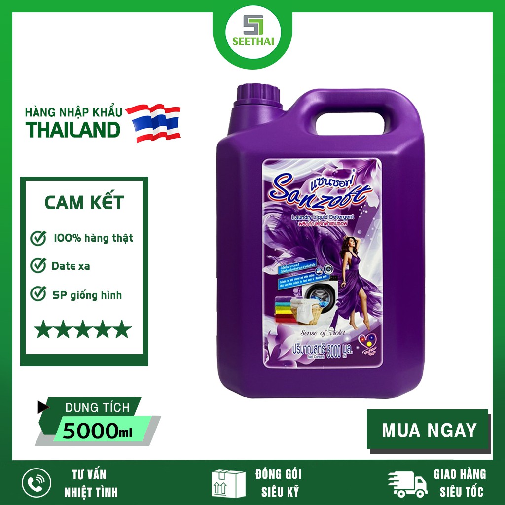 Giặt xả đậm đặc Thái Lan SANZOFT 5000ml Sense of Violet ngát hương nồng nàn - can tím