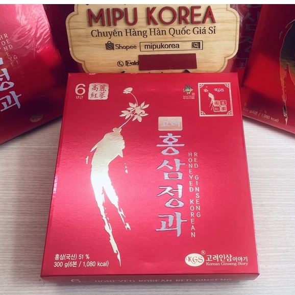 (Date 4/2024) Sâm Củ Tẩm Mật Ong Cao Cấp KGS Hàn Quốc 300g (50g x 6củ)