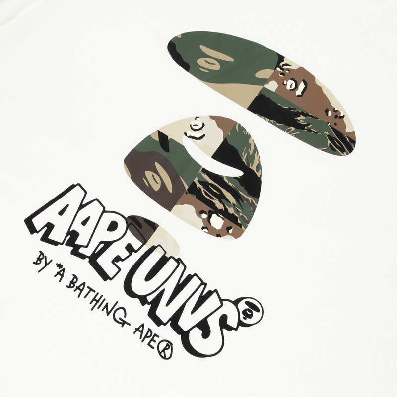 Áo Thun Unisex Ngắn Tay In Logo Bape Ngụy Trang Đơn Giản Chất Lượng Cao