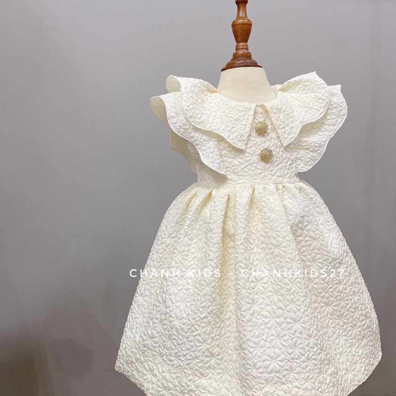 Váy kem tuyết công chúa cho bé gái