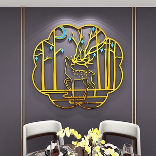 Tranh mica nổi thời trang đơn giản sáng tạo hươu 3D gương acrylic ba chiều dán tường trang trí phòng khách nhà hàng bố trí tranh dán tường