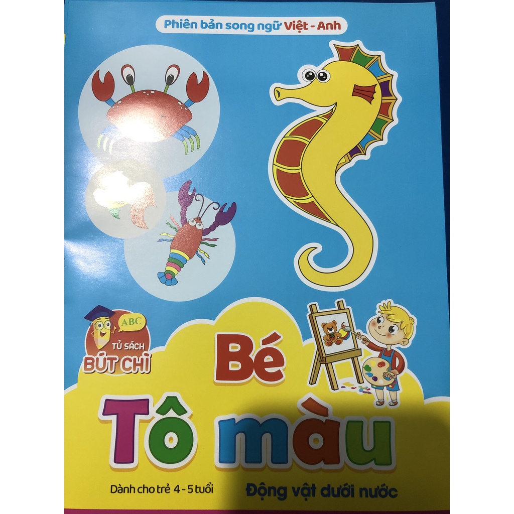 Sách - Combo Bé tô màu nhiều chủ đề song ngữ Việt Anh cho trẻ từ 3-4 tuổi và 5-6 tuổi (2 bộ - 16 cuốn)