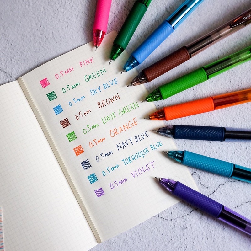 Bút gel Pentel Energel X BLN105 chính hãng ngòi Needle 0.5mm đủ 12 màu
