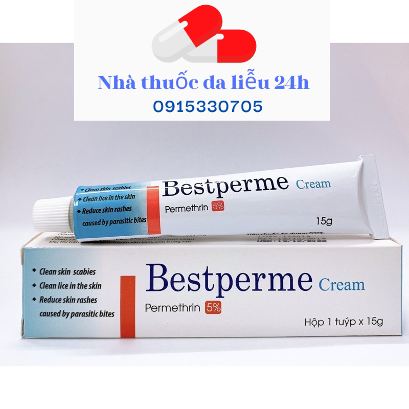 Kem bôi ghẻ Bestperme Cream 15g - Chính hãng - Nhà thuốc da liễu 24h