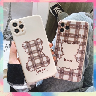 Ốp lưng silicon màu full dòng bảo vệ camera cute bear caro