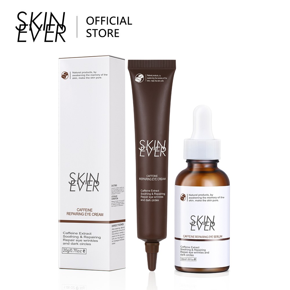 Set serum + kem SKIN EVER caffeine phục hồi da mắt giảm nếp nhăn phù nề và quầng thâm