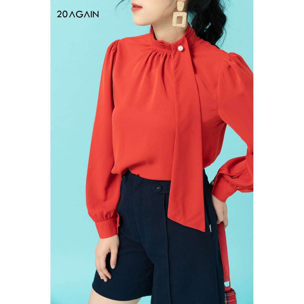 [Mã WABR20A30 giảm 10% đơn 99K] Áo sơ mi nữ công sở cổ cao 20AGAIN ASA1794