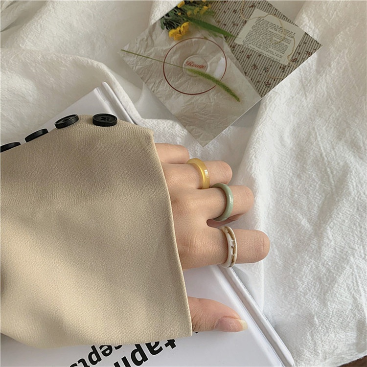 Nhẫn nhựa resin trong suốt hình tròn 17mm nhiều màu sắc phong cách hàn quốc thời trang mùa hè cho nữ