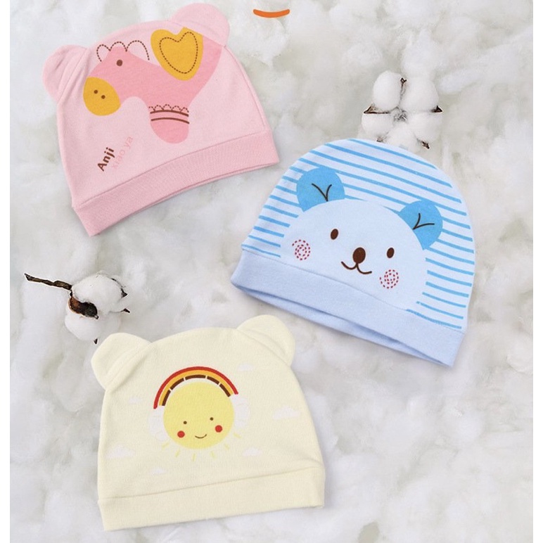 Mũ Sơ Sinh Tai Gấu Cho Bé Chất Liệu Cotton Chubby Store