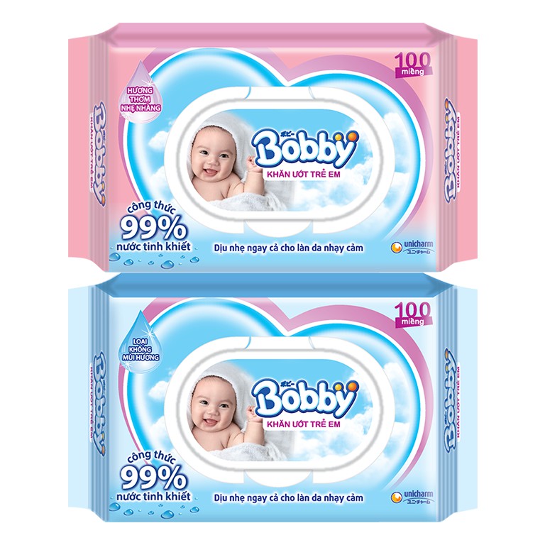 HÀNG CÓ SẴN - KHĂN ƯỚT TRẺ EM BOBBY CARE 100 miếng/hộp