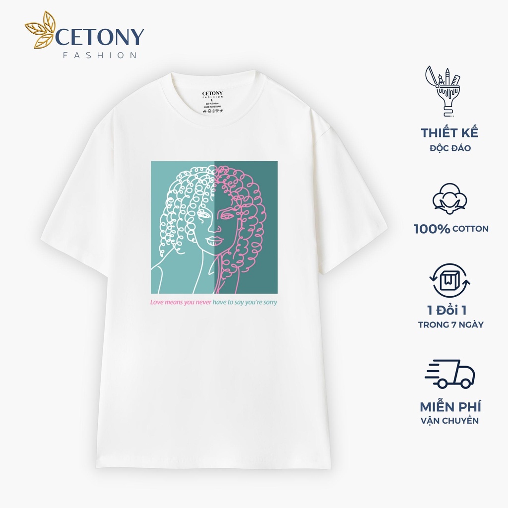 Áo Thun Tay Lỡ, Áo Phông Thời Trang Unisex Cô Gái Tóc Xoăn 100% Cotton Compact Look Inside Collection Cetony Fasihion.