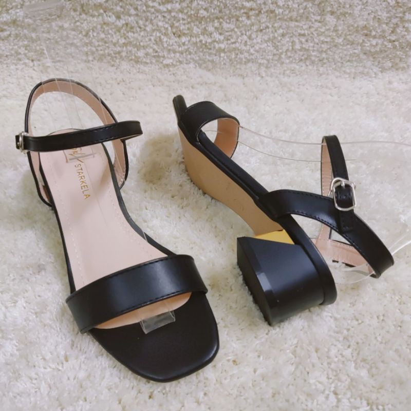 Sandal quai ngang da mờ gót vuông bọc đồng 5 phân đế chống trơn (ảnh thật | video)