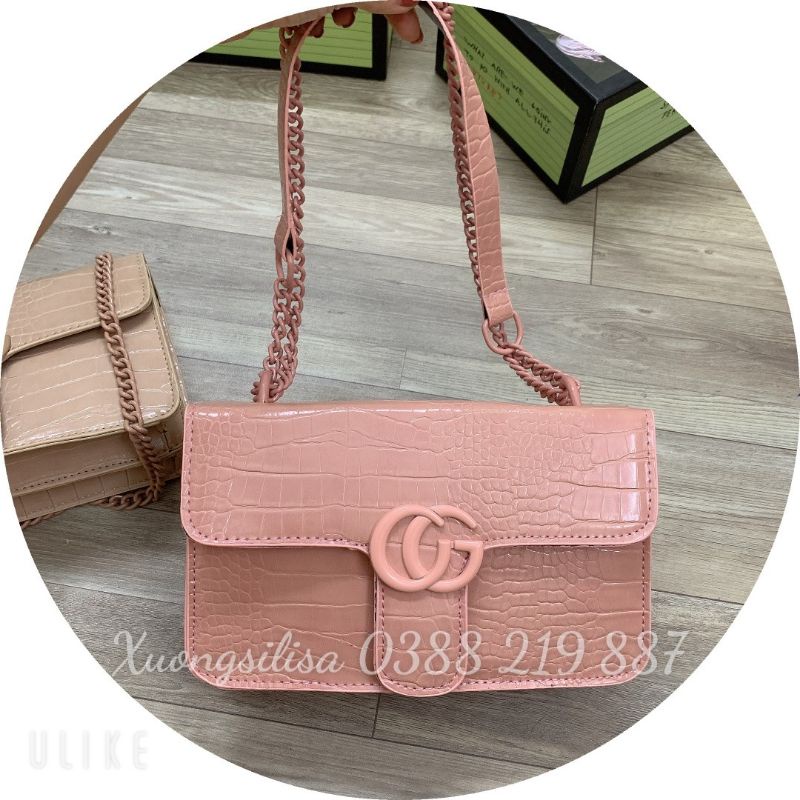 Túi Đeo Chéo Túi Da Rắn Đồng Màu Dây Xích