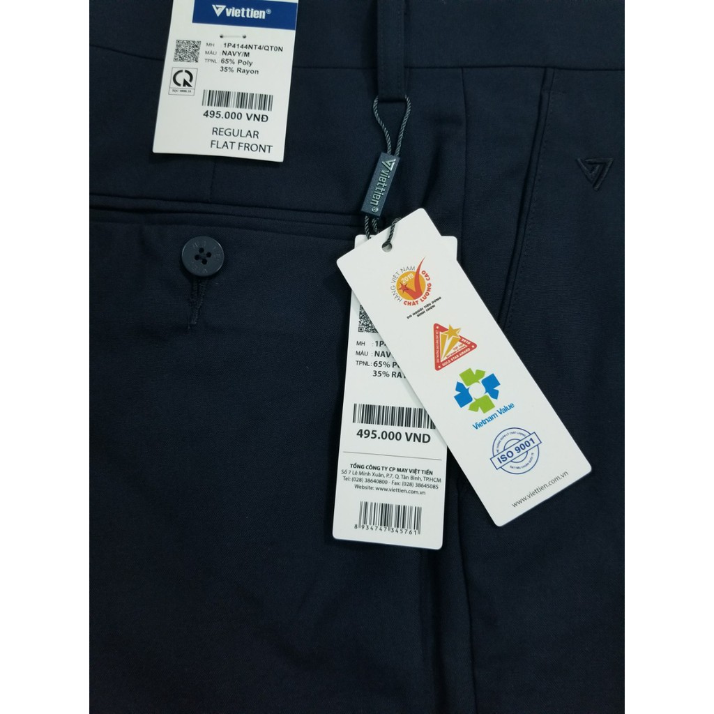 Quần tây nam Việt Tiến màu XANH ĐEN trơn - phom suông REGULAR- có ly và không ly- SHOP HỨA