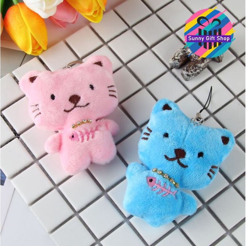 Móc khóa treo chìa khóa, túi xách, ba lô hình con mèo dễ thương