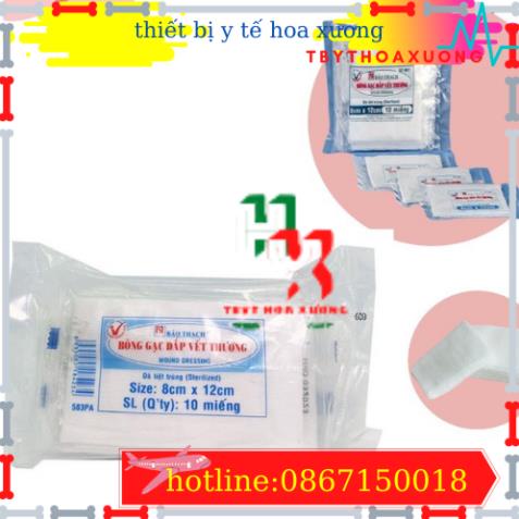 [Hàng Chính Hãng] Bông Gạc đắp Vết Thương Bảo Thạch túi 10 miếng