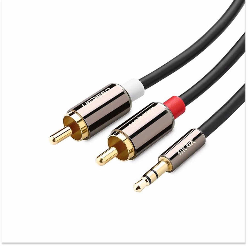 Dây cáp Audio 3,5mm ra 2 đầu RCA (Hoa sen) dài 5M UGREEN AV116 10591_Hàng chính hãng bh 18 tháng