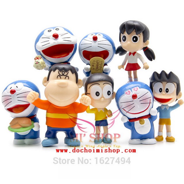Mô hình nhân vật phim DORAEMON Nobita Suneo Shizuka Jaian size 5-7cm No box