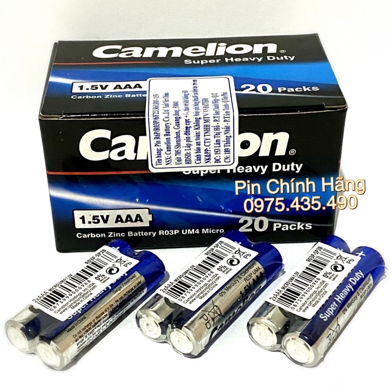 Pin AAA Camelion R03P Micro UM4 Super Heavy Duty Chính Hãng Hộp 20 Đôi