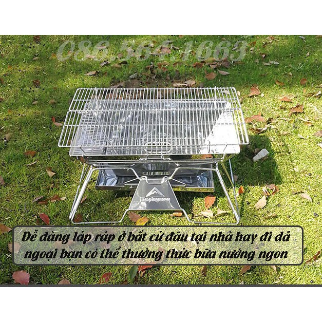 Bếp Nướng Than Hoa BBQ Ngoài Trời Cao Cấp - Bếp Nướng Than Không Khói Chất Liệu Inox 304 Kèm Vỉ Nướng Cho 2-8 Người