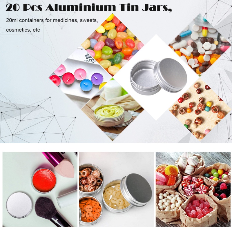 Set 20 Hộp Thiếc Nhôm Rỗng 30ml Dùng Đựng Son Dưỡng Môi / Kem Tiện Dụng