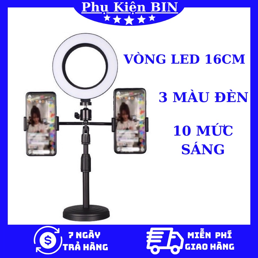 Đèn Livestream Để Bàn 2 Kẹp Điện Thoại siêu chắc chắn