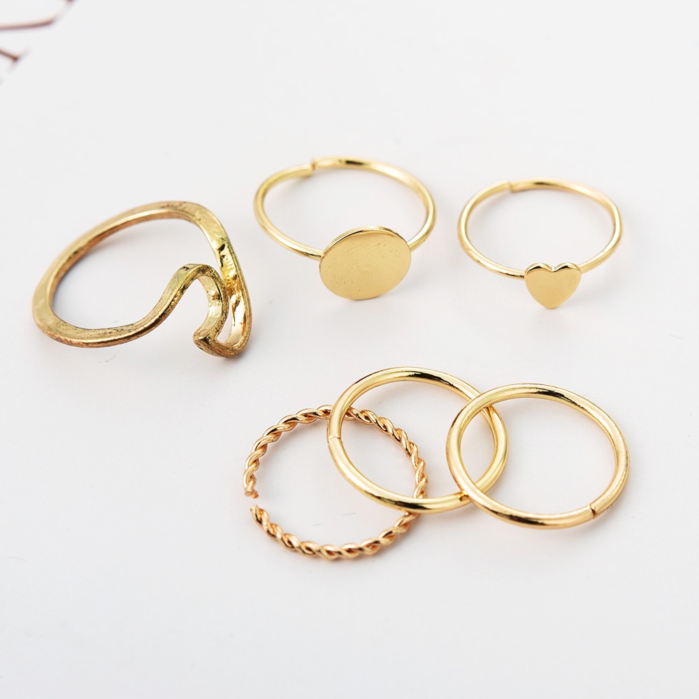 1 Bộ Nhẫn Mở Màu Vàng Đơn Giản Có Thể Điều Chỉnh Kích Cỡ Thời Trang Cá Tính Phổ Biến Dành Cho Bạn Nữ Trang Sức