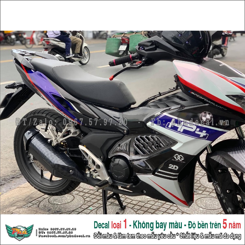 Tem rời xe Winner X HP4 trắng đen (A)